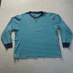 Primary Long Sleeve Kids XL Organic Cotton Blue Stripe Unisex Shirt Ribbed Cuffs